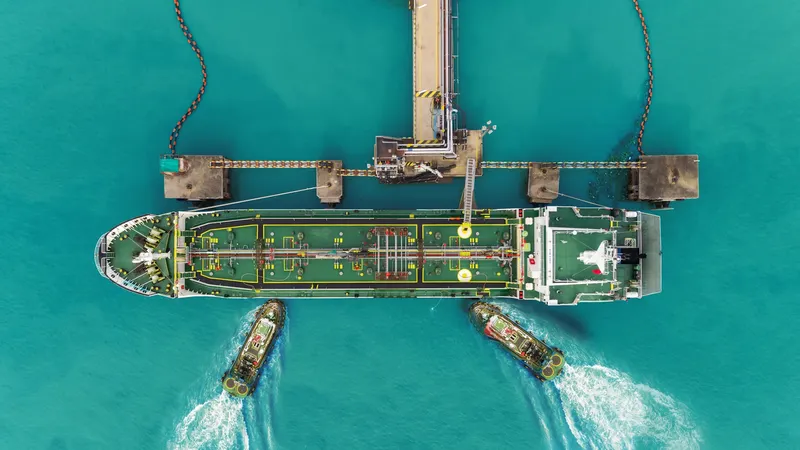 Aerial view of a vessel at sea